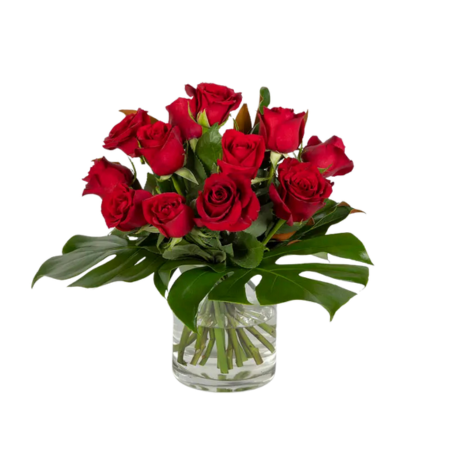 12 Red Rose Bouquet in Vase